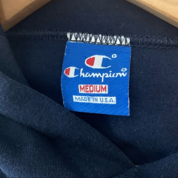 Champion Vintage Kings Point Navy Blue Hooded Sweatshirt Size Medium - Picture 6 of 6